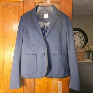 GAP‎ Women’s Size 10 Navy Academy Blazer with Black Trim Tailored Career Jacket